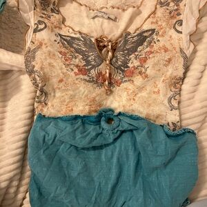 Bohemian Floral and Wing Print Top